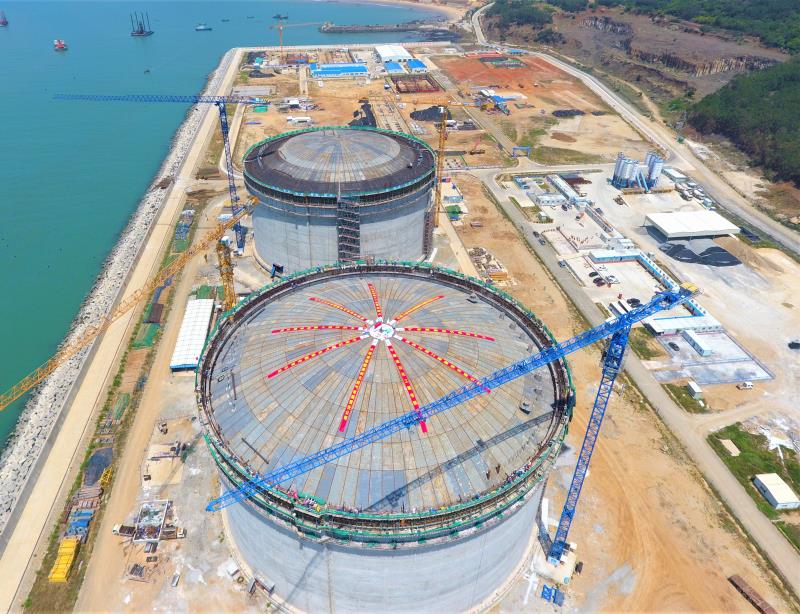 漳州LNG项目2号储罐穹顶气顶升圆满完成