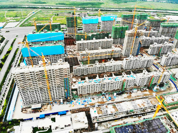 中建六局城建公司黄骅君邸A区项目主体结构全部封顶