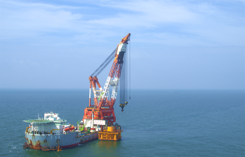 中国能建广东院总承包建设珠海金湾海上风电项目完成风机基础施工