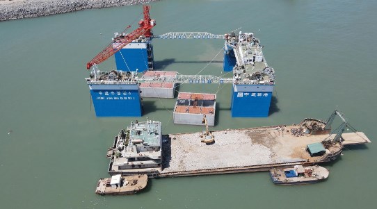 施工不停歇 “大干”度国庆丨中广核三澳核电厂一期北护岸、取水工程 “大干”度国庆