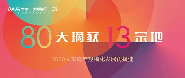 80天摘获13宗地，大家房产2020发展再提速