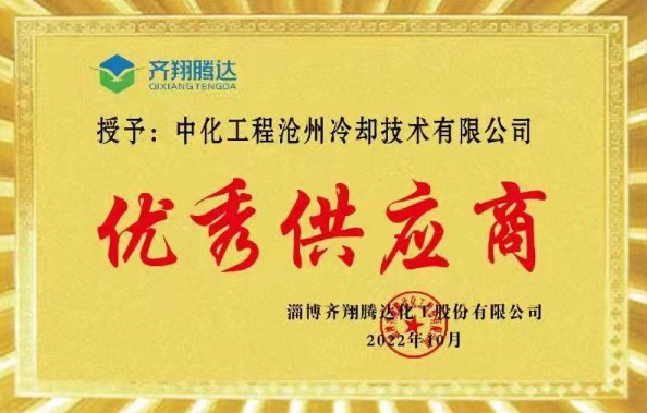 喜报---公司淄博齐翔腾达项目获“优秀供应商”荣誉奖牌