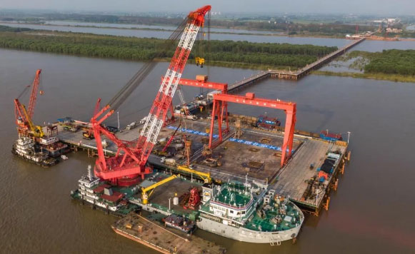 巢马城际马鞍山长江公铁大桥主桥桩基施工全部完成