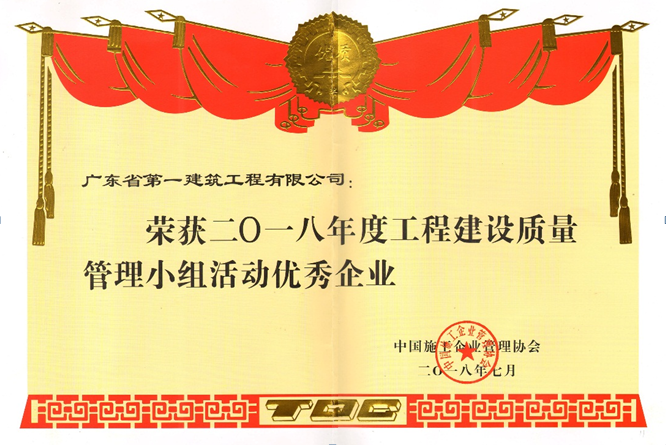 喜报：我司荣获 “2018年度工程建设质量管理小组活动优秀企业”等多个奖项