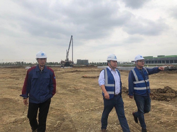 公司总经理笪义青赴无为经开区桩基项目检查指导工作