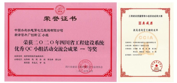 公司QC成果获四川省一等奖